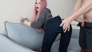 Pillow humping in her tight jeans watch online