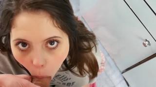 Sister surprises her brother (amateur, blowjob, cumshot, orgasm ...
